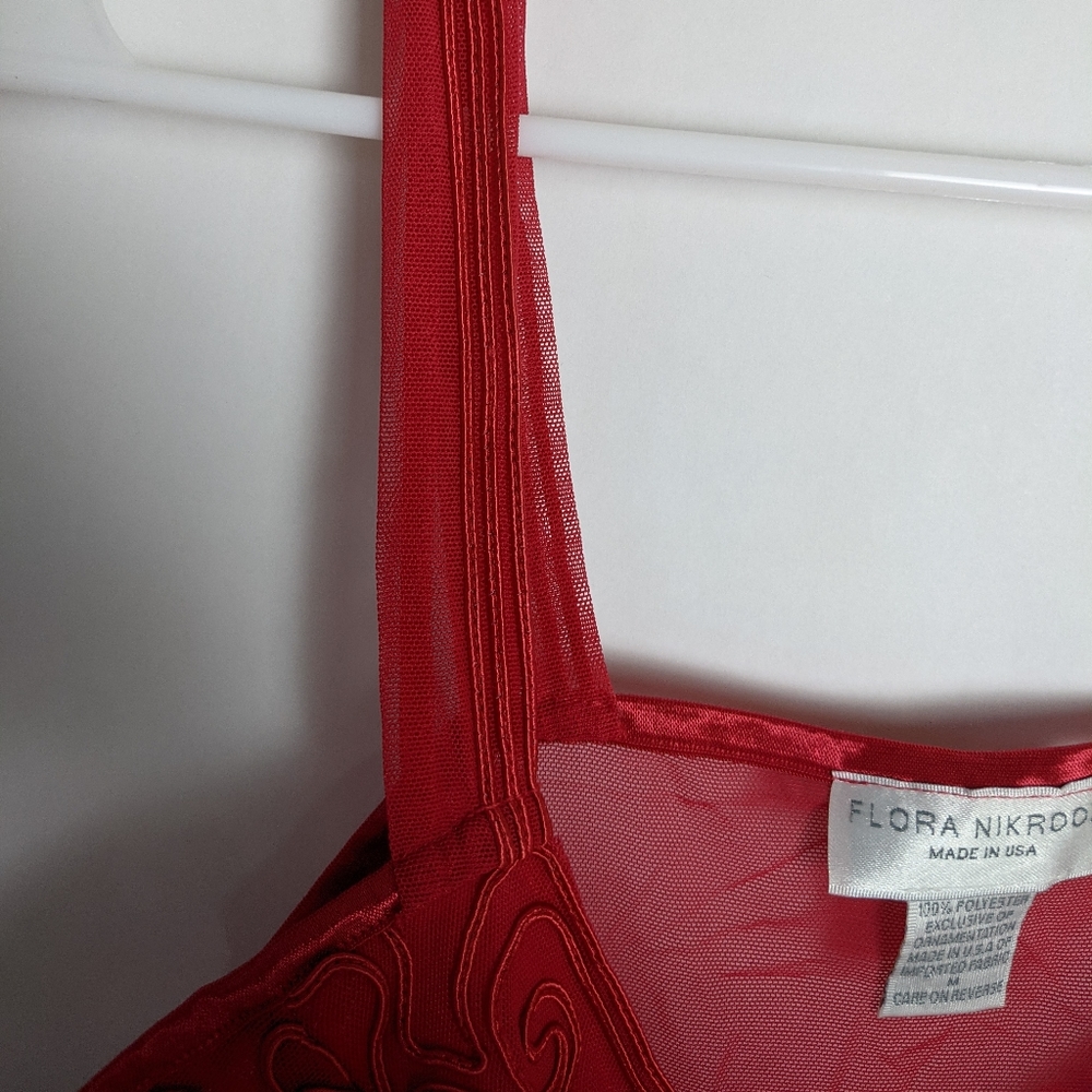 Flora Nikrooz red babydoll lingerie applique bust - Picture 2 of 8